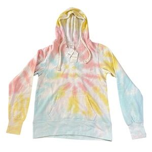Pastel Tie-Dye Pullover Hoodie - Pink, Yellow & Blue